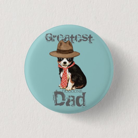 Long Coat Chihuahua Dad Ronde Button 3,2 Cm (Voorkant)