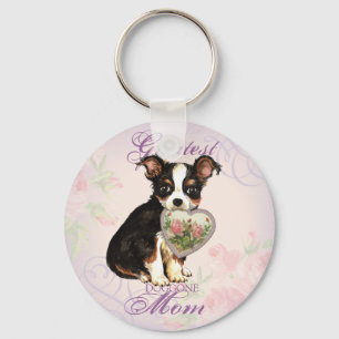 Long Coat Chihuahua Heart mama Sleutelhanger