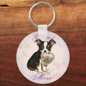 Long Coat Chihuahua Heart mama Sleutelhanger (Voorkant)