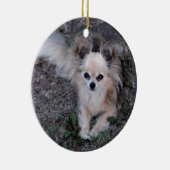 Long Coat Chihuahua Keramisch Ornament (Rechts)