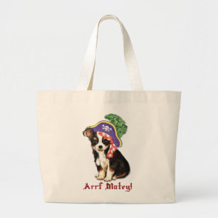 Long Coat Chihuahua Pirate Grote Tote Bag