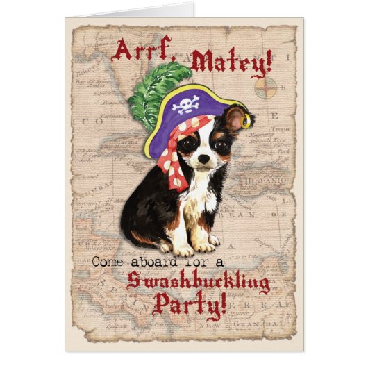 Long Coat Chihuahua Pirate Invitation (Voorkant)