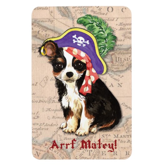Long Coat Chihuahua Pirate Magneet (Verticaal)