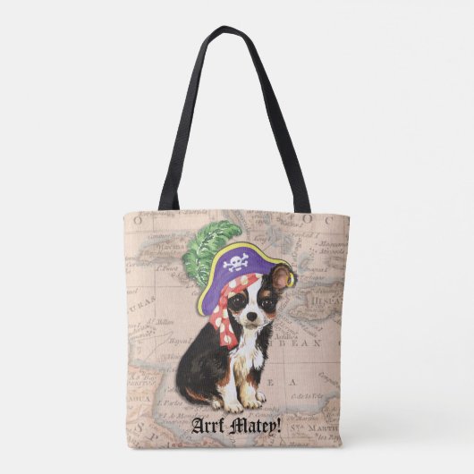 Long Coat Chihuahua Pirate Tote Bag (Achterkant)