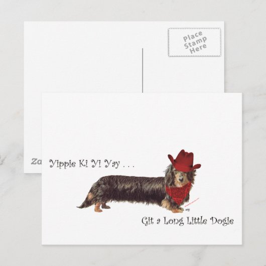 Long Dachshund Cowboy Briefkaart (Voorkant / Achterkant)