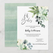 Long Distance Greenery oh Baby shower Kaart (Voorkant / Achterkant)