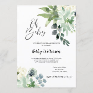 Long Distance Greenery oh Baby shower Kaart