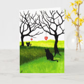 Long Distance Love Friendship Cats Kaart beroemd g (Gele Bloem)