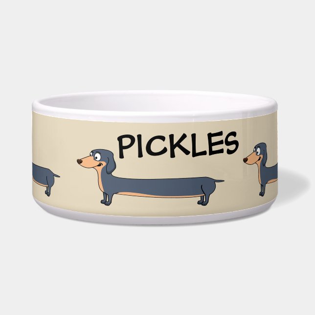 Long Dog - Dachshund Ceramic Pet Bowl. Voerbakje (Voorkant)