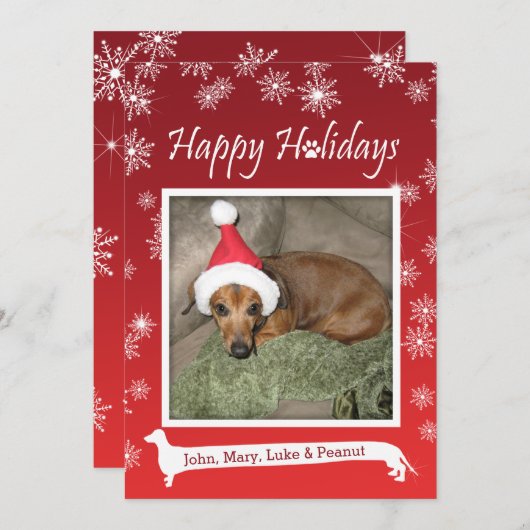 Long Dog Snowflake-kerstkaart Feestdagenkaart (Voorkant / Achterkant)