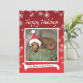 Long Dog Snowflake-kerstkaart Feestdagenkaart (Staand voorkant)