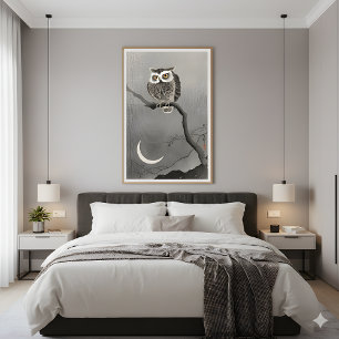 Long-Eared Uil on Branch -  sereniteit Poster