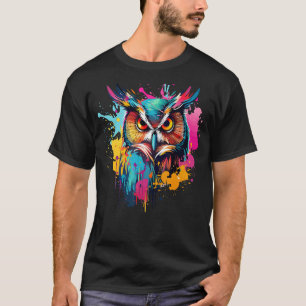 Long Eared Uil Uilen Lover Kleurrijke Splash Art T-shirt