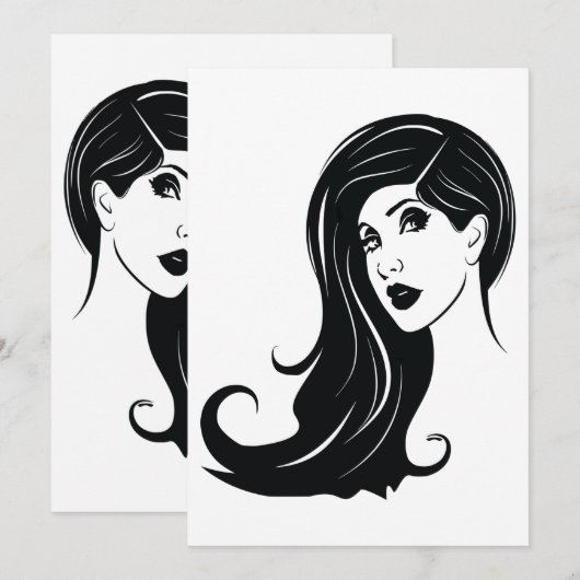 Long Hair Beauful Woman Mode Makeup Art (Voorkant / Achterkant)