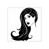 Long Hair Beauful Woman Mode Makeup Art Rubberstempel (Afrduk)