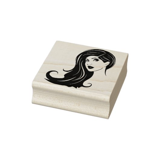 Long Hair Beauful Woman Mode Makeup Art Rubberstempel (Stempel)