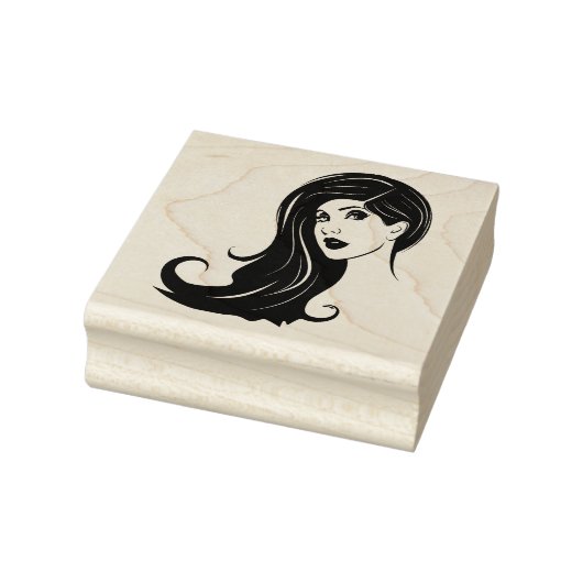 Long Hair Beauful Woman Mode Makeup Art Rubberstempel (Stempel)