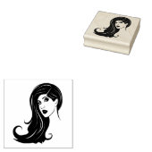 Long Hair Beauful Woman Mode Makeup Art Rubberstempel (Gestempeld)