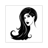 Long Hair Beauful Woman Mode Makeup Art Rubberstempel (Afrduk)