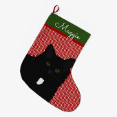 Long Hair Black Cat op maat Grote Kerstsok (Voorkant (Hangend))