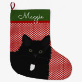 Long Hair Black Cat op maat Grote Kerstsok (Voorkant)