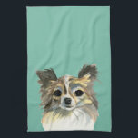 Long Hair Chihuahua Dog Waterverf Portret Theedoek<br><div class="desc">Waterverf schilderij van een schattige lange haarchihuahua hond. Het heeft een licht en donkerbruine vacht en een witte borst. Perfect ontwerp voor hondenliefhebbers en eigenaars van chihuahua!</div>