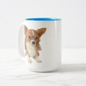 Long Hair Chihuahua Puppy Dog Tweekleurige Koffiemok (Voorkant links)