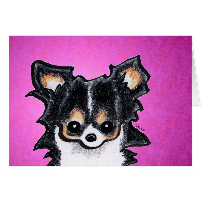 Long Hair Chihuahua Tricolor Custom (Voorkant Horizontaal)