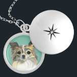 Long Hair Chihuahua Waterverf Portret Zilver Vergulden Ketting<br><div class="desc">Dit is een gedetailleerde waterverf schilderij van een gezicht van een lange,  chihuahua hond. Het heeft een licht en donkerbruine vacht en een witte borst.</div>