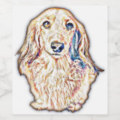 Long Hair Dachshund Gifts Cute Doxie Wiener Dog Lo Wijn Etiket (Enkel label)