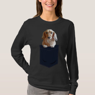 Long Hair Dachshund in Pocket T-shirt