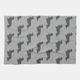 Long Hair Dachshund Kitchen Dish Towel Gray Theedoek