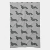 Long Hair Dachshund Kitchen Dish Towel Gray Theedoek (Verticaal)