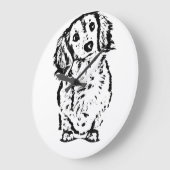Long Hair Dachshund Lover Gift Doxie mama papa Cut Grote Klok (Hoek)