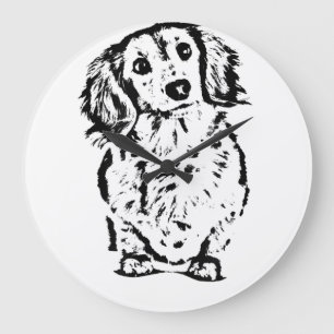 Long Hair Dachshund Lover Gift Doxie mama papa Cut Grote Klok
