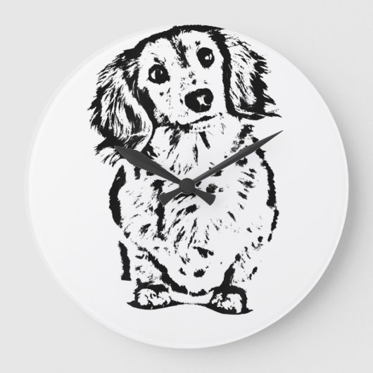 Long Hair Dachshund Lover Gift Doxie mama papa Cut Grote Klok (Voorkant)