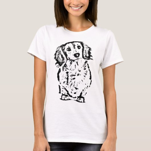 Long Hair Dachshund Lover Gift Doxie mama papa Cut T-shirt (Voorkant)