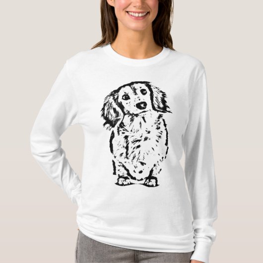 Long Hair Dachshund Lover Gift Doxie mama papa Cut T-shirt (Voorkant)