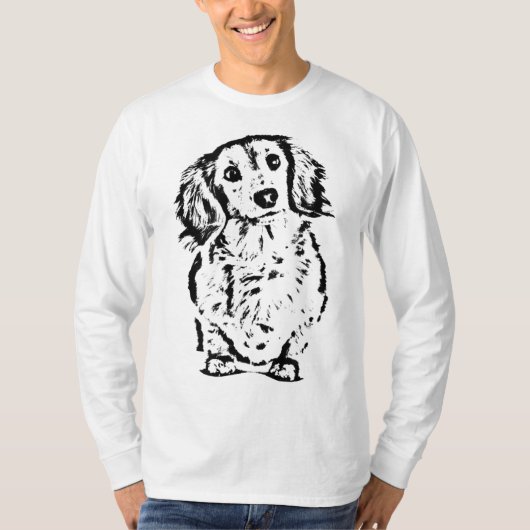 Long Hair Dachshund Lover Gift Doxie mama papa Cut T-shirt (Voorkant)