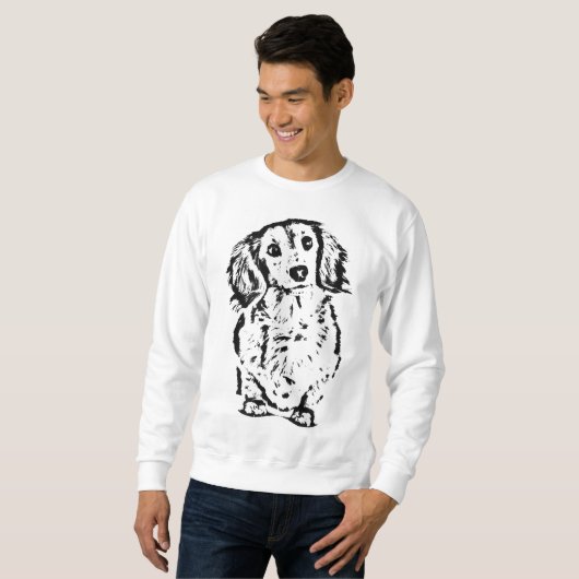 Long Hair Dachshund Lover Gift Doxie mama papa Cut Trui (Voorkant volledig)