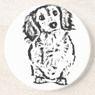 Long Hair Dachshund Lover Gift Doxie mama papa Cut Zandsteen Onderzetter