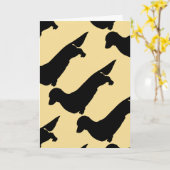 Long Hair Dachshund Pattern Wenskaart Kaart (Gele Bloem)