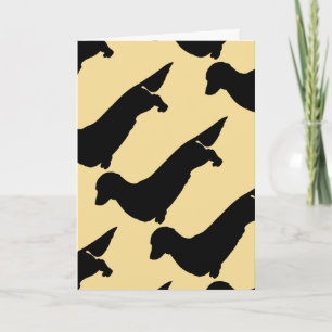 Long Hair Dachshund Pattern Wenskaart Kaart