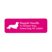Long Hair Dachshund | Roze label voor retouradres (Voorkant)
