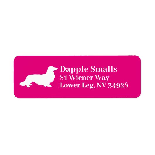 Long Hair Dachshund | Roze label voor retouradres (Voorkant)