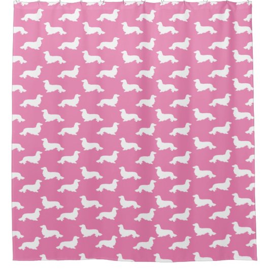 Long Hair Dachshund Shower Curtain Pink Bathroom Douchegordijn (Voorkant)