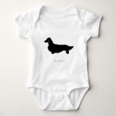 Long Hair Dachshund silhouette v2 Romper (Voorkant)