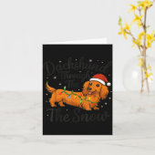 Long Hair Dachshund Through Snow Christmas Pajamas Kaart (Gele Bloem)