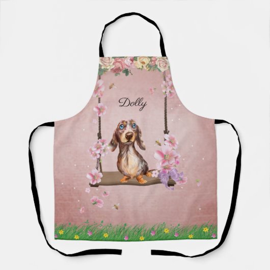 Long Hair Dapple Dachshund Schort (Voorkant)