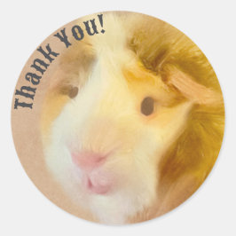Long Hair Guinea Pig Ronde Sticker